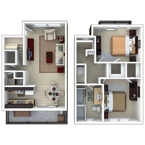 Floor plan for 2 beds, 1 bath, 1150 sqft